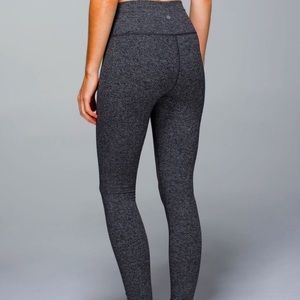 Lululemon thick knit leggings (black and white pattern). Mid rise; long.